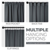 Blackout Window Curtains Solid Room Darkening Back Tab Set of 2