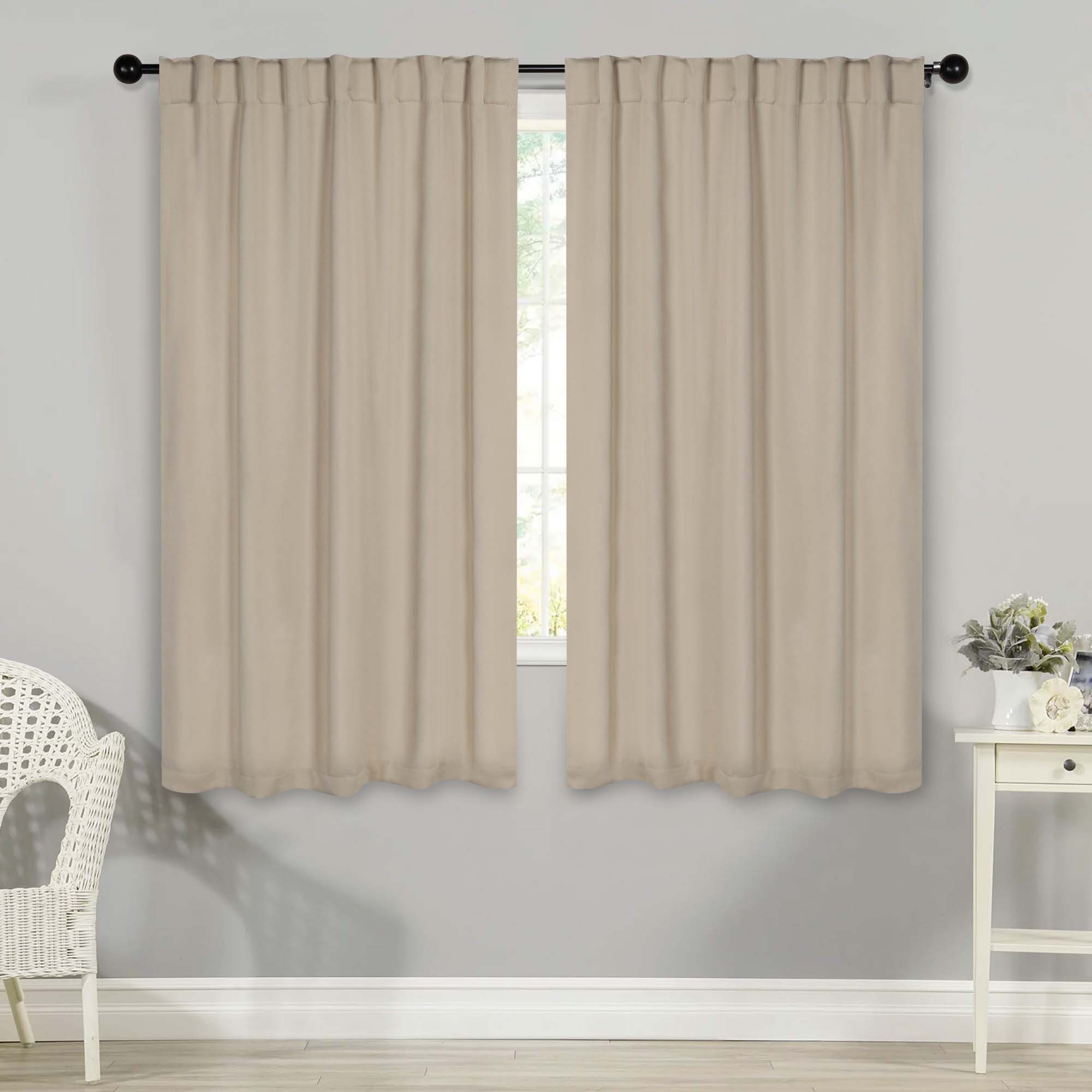 Solid Room Darkening Blackout Curtain Panels, Back Tabs, Set of 2