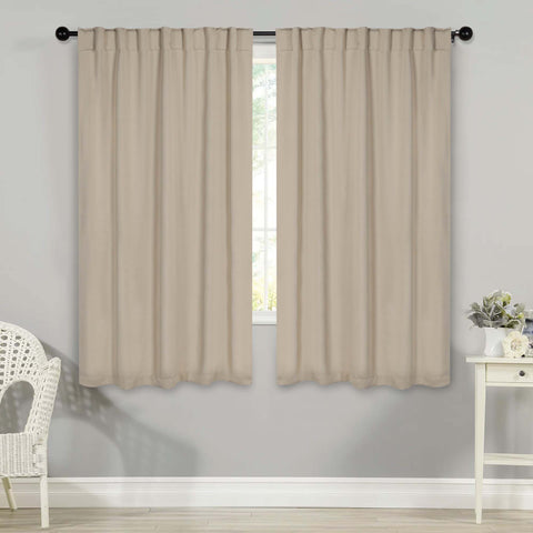 Blackout Window Curtains Solid Room Darkening Back Tab Set of 2