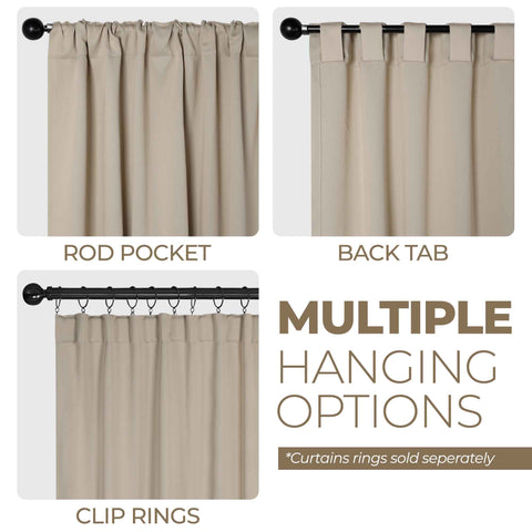 Blackout Window Curtains Solid Room Darkening Back Tab Set of 2
