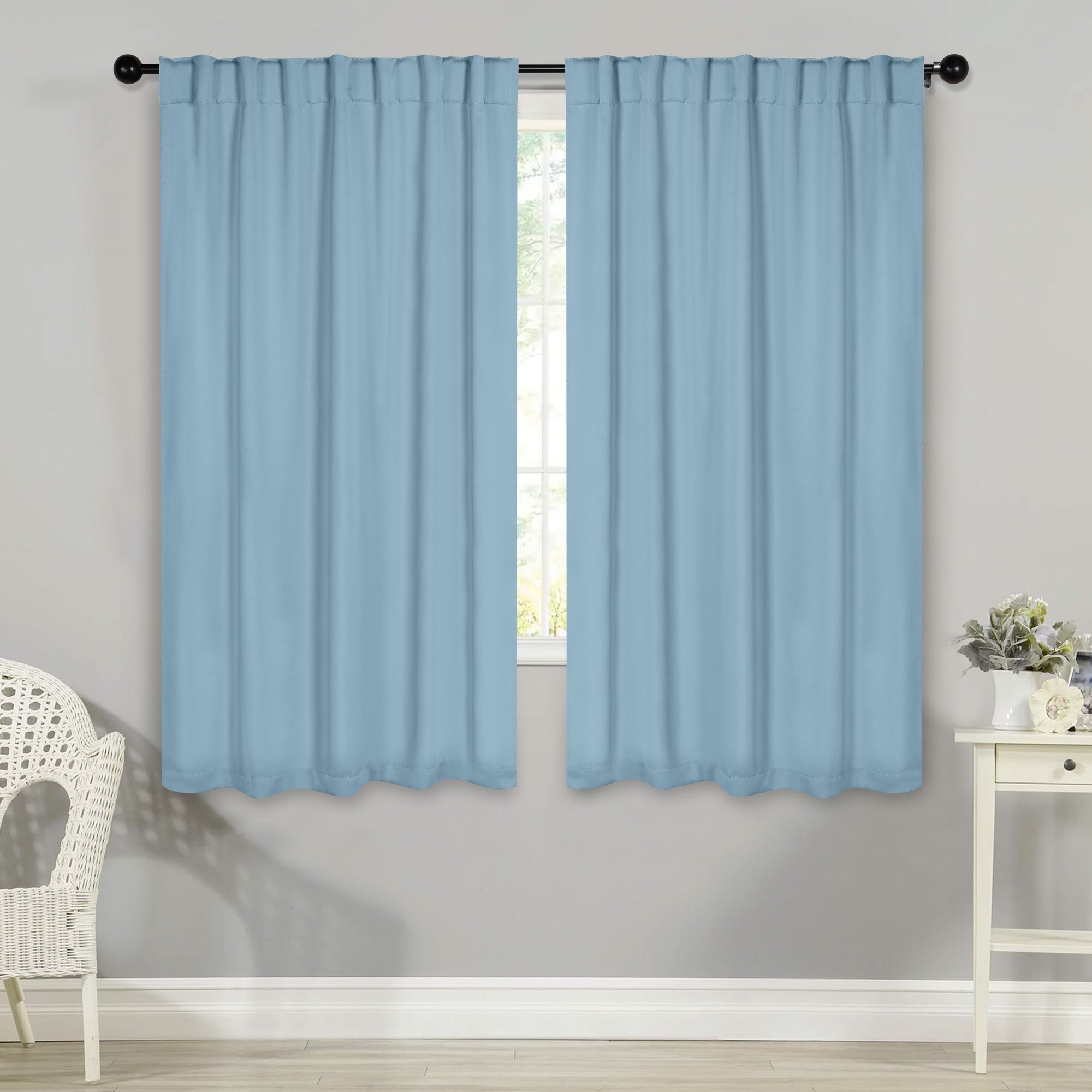 Solid Room Darkening Blackout Curtain Panels, Back Tabs, Set of 2