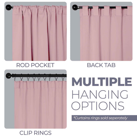 Blackout Window Curtains Solid Room Darkening Back Tab Set of 2