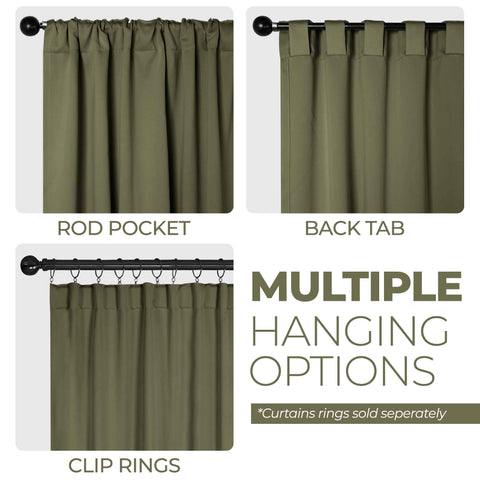 Blackout Window Curtains Solid Room Darkening Back Tab Set of 2