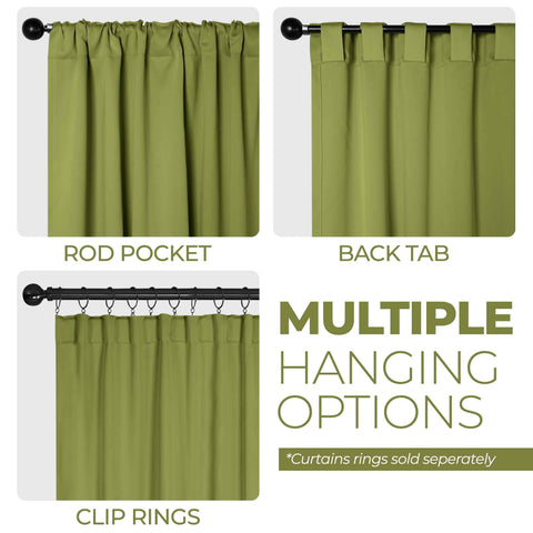 Blackout Window Curtains Solid Room Darkening Back Tab Set of 2