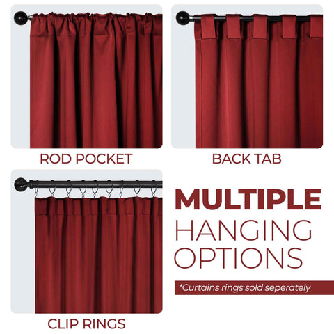 Blackout Window Curtains Solid Room Darkening Back Tab Set of 2