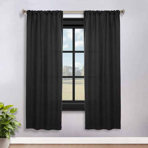 Blackout Window Curtains Solid Room Darkening Rod Pocket Set of 2
