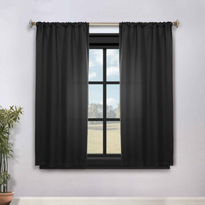 Solid Room Darkening Rod Pocket Blackout Curtain Panels, Set of 2