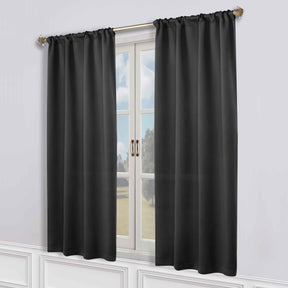Solid Room Darkening Rod Pocket Blackout Curtain Panels, Set of 2