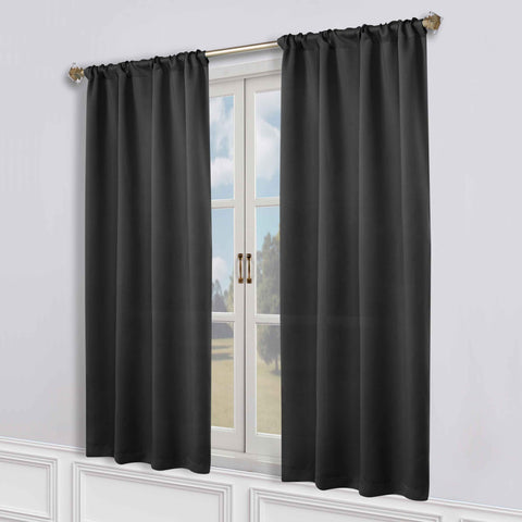 Blackout Window Curtains Solid Room Darkening Rod Pocket Set of 2