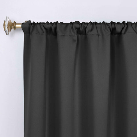 Blackout Window Curtains Solid Room Darkening Rod Pocket Set of 2