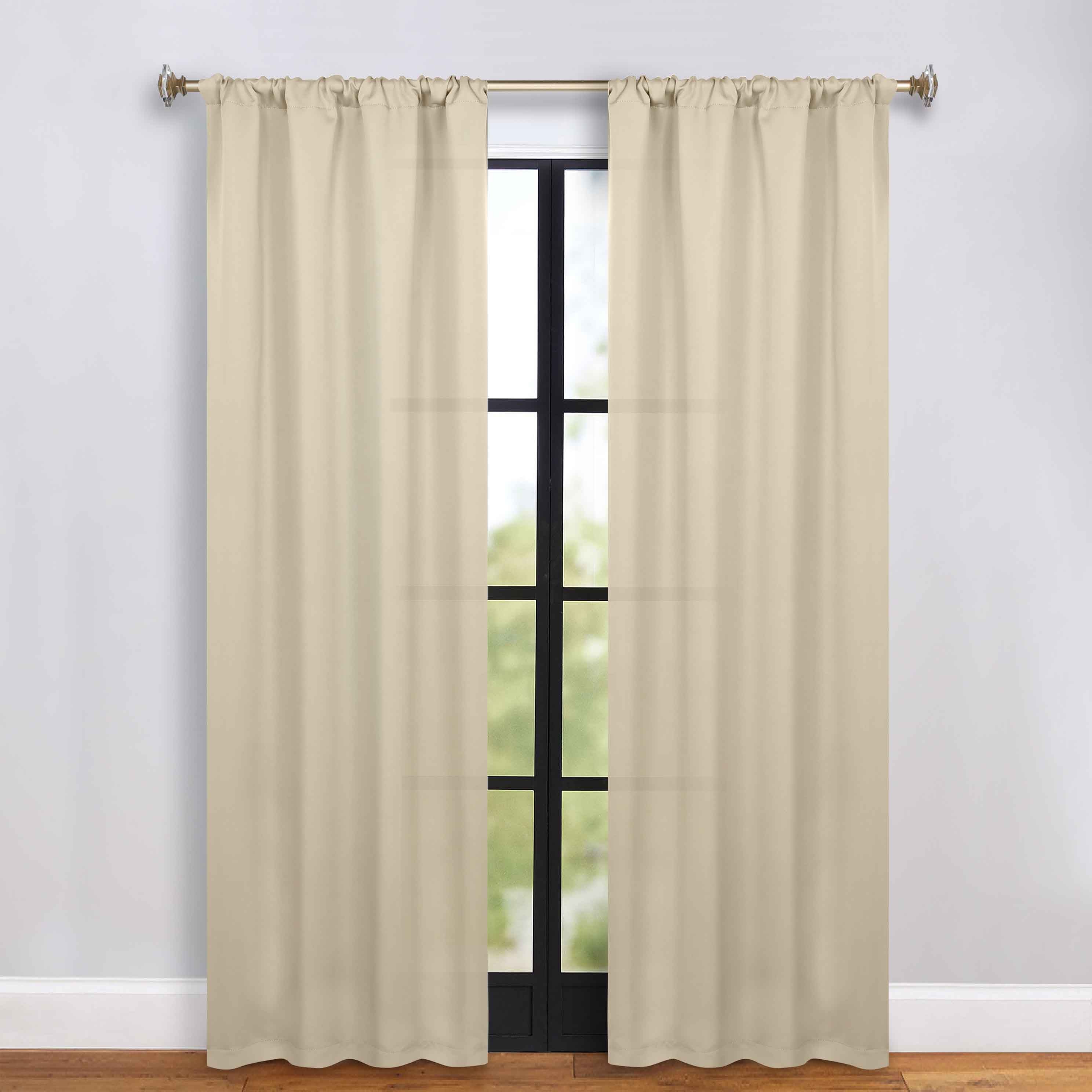 Solid Room Darkening Rod Pocket Blackout Curtain Panels, Set of 2