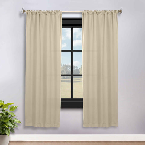 Blackout Window Curtains Solid Room Darkening Rod Pocket Set of 2