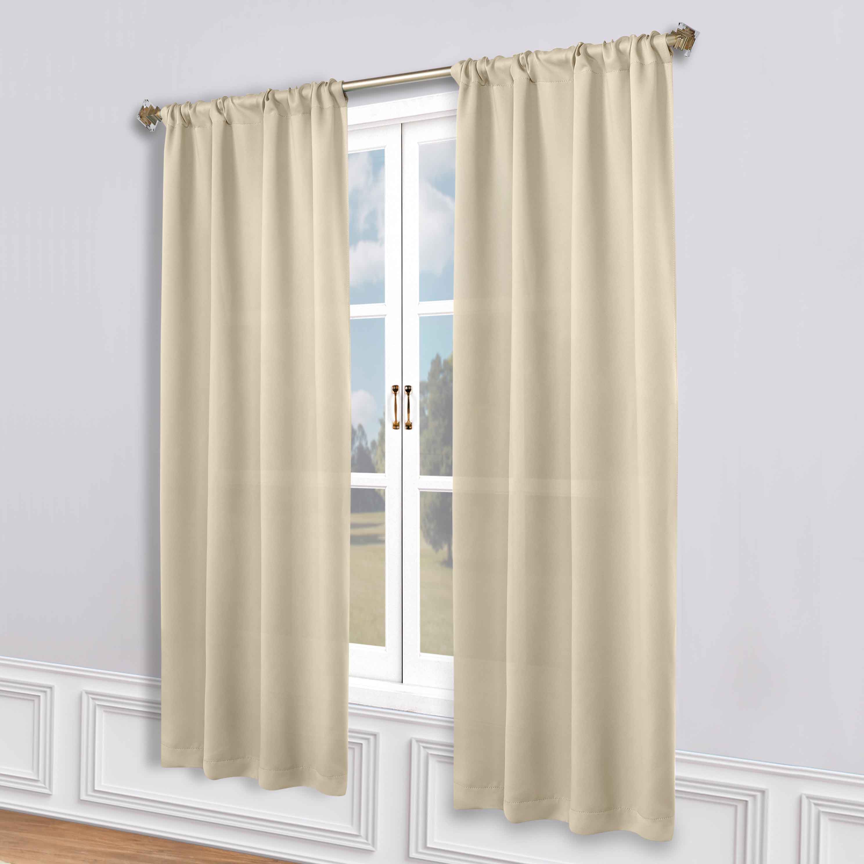Solid Room Darkening Rod Pocket Blackout Curtain Panels, Set of 2