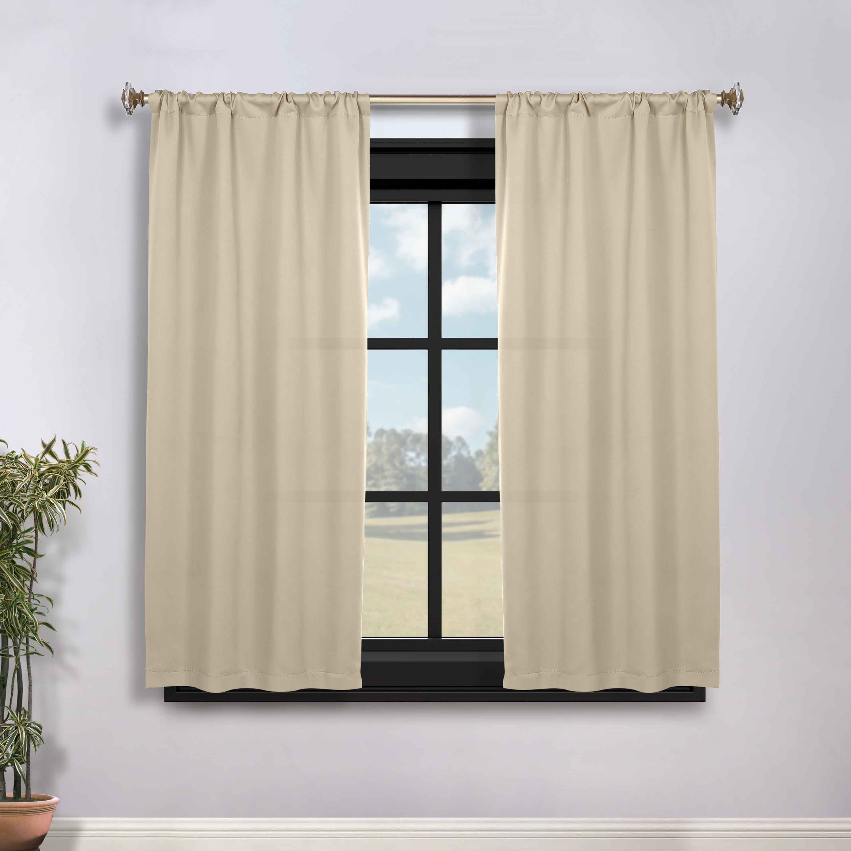 Solid Room Darkening Rod Pocket Blackout Curtain Panels, Set of 2