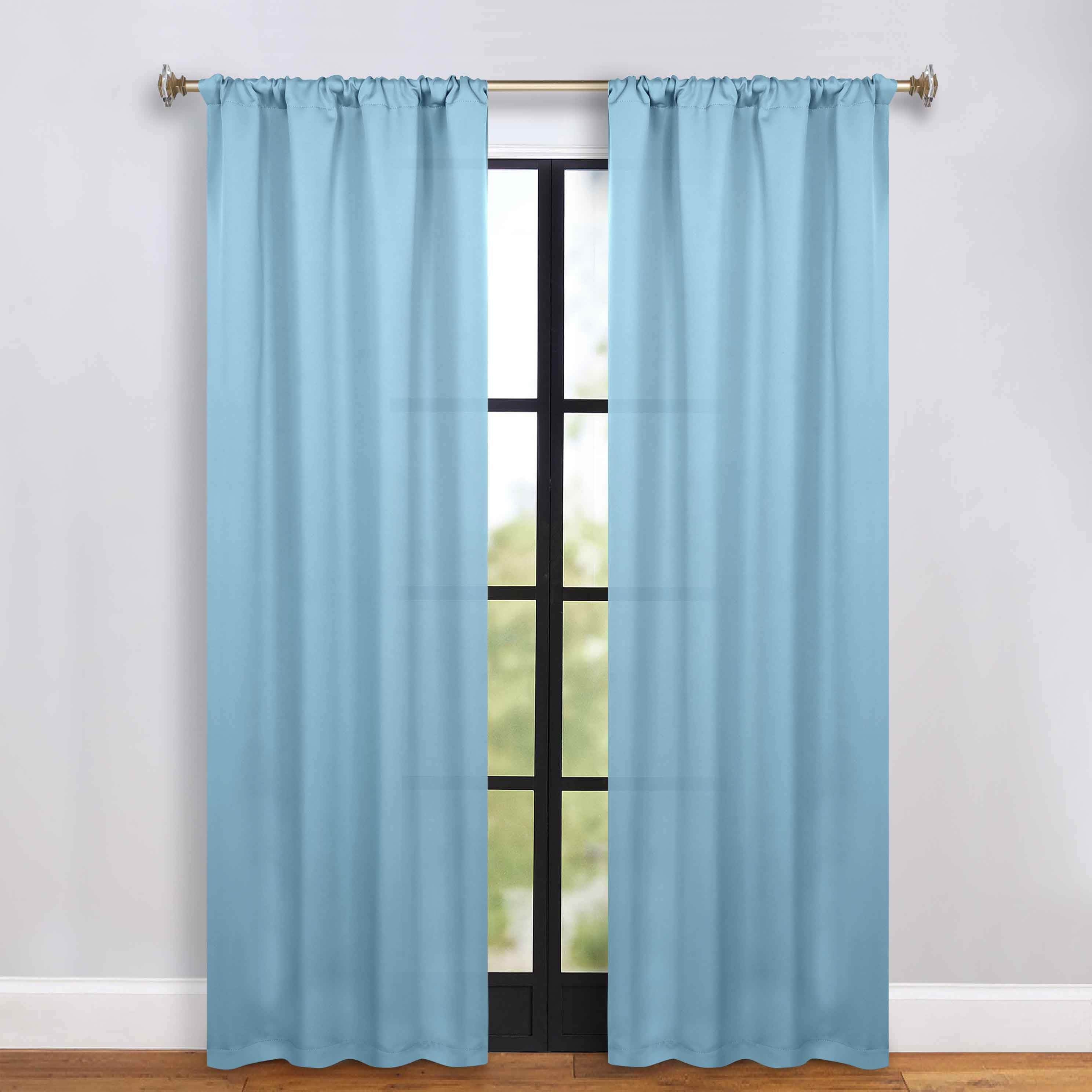 Solid Room Darkening Rod Pocket Blackout Curtain Panels, Set of 2