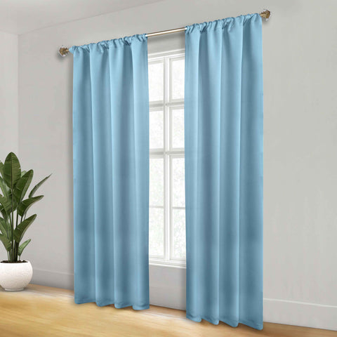 Blackout Window Curtains Solid Room Darkening Rod Pocket Set of 2
