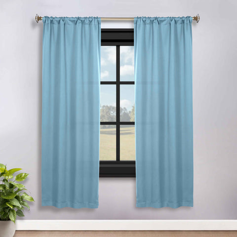 Blackout Window Curtains Solid Room Darkening Rod Pocket Set of 2