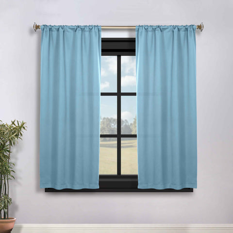 Blackout Window Curtains Solid Room Darkening Rod Pocket Set of 2