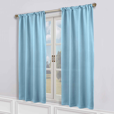 Blackout Window Curtains Solid Room Darkening Rod Pocket Set of 2