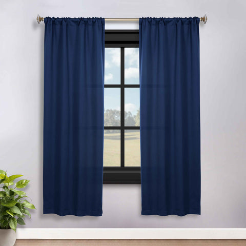 Blackout Window Curtains Solid Room Darkening Rod Pocket Set of 2