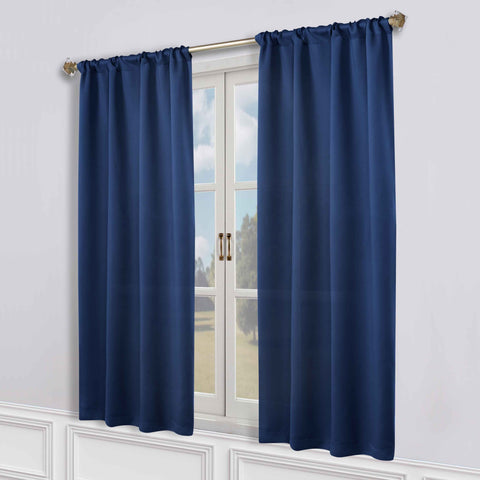 Blackout Window Curtains Solid Room Darkening Rod Pocket Set of 2