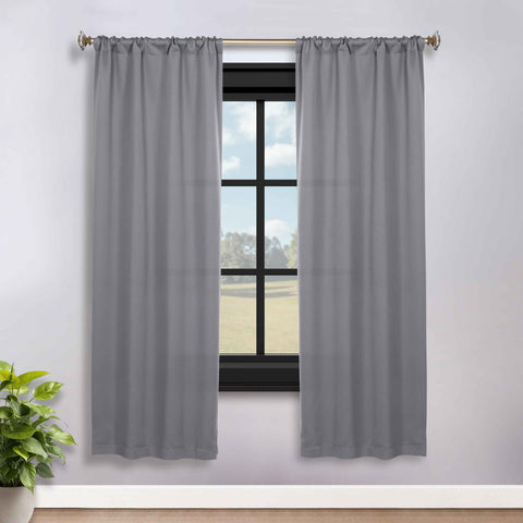 Blackout Window Curtains Solid Room Darkening Rod Pocket Set of 2
