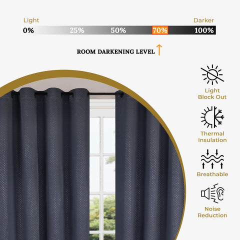 Modern Shimmer Washable Room Darkening Blackout Curtains, Set of 2