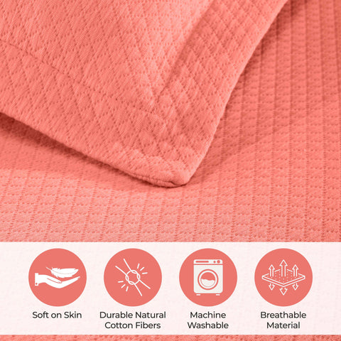 Lightweight Cotton Bedspread Sets 3-Piece Diamond Jacquard Matelassé