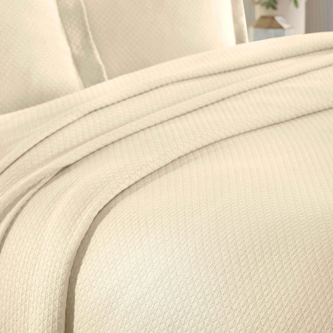 Lightweight Cotton Bedspread Sets 3-Piece Diamond Jacquard Matelassé