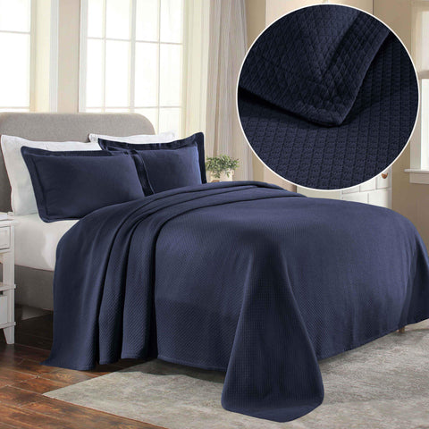 Lightweight Cotton Bedspread Sets 3-Piece Diamond Jacquard Matelassé