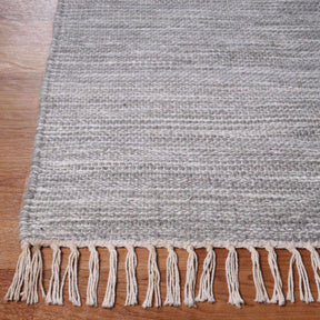 Southwestern Wool Abstract Line Geometric Fringe Area or Runner Rug