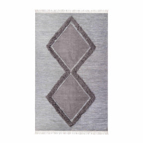 Southwestern Wool Abstract Line Geometric Fringe Area or Runner Rug