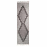 Southwestern Wool Abstract Line Geometric Fringe Area or Runner Rug