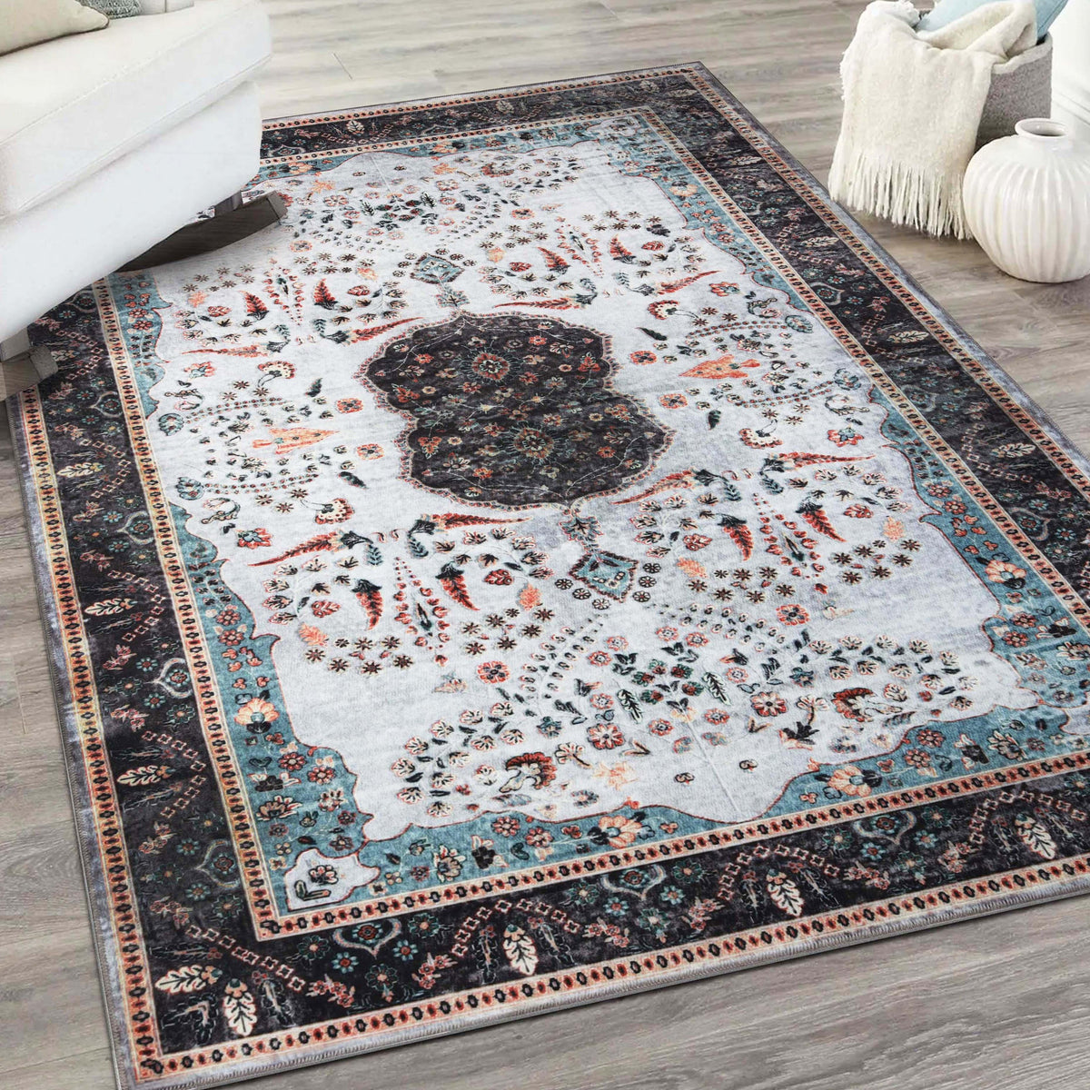Sparrow Classic Medallion Washable Indoor Area Rug or Runner