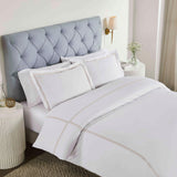 Spring Blooms Cotton Two-Line Embroidered 3 Piece Duvet Cover Set