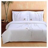 100% Cotton Spring Floral Embroidered Duvet Cover Set