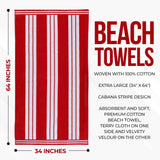Striped Oversized Cotton Beach Towel Set of 2, 4, or 6 Piece