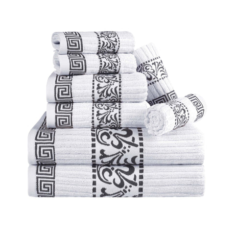 Superior Athens Cotton Greek Key Trim 8 Piece Towel Set