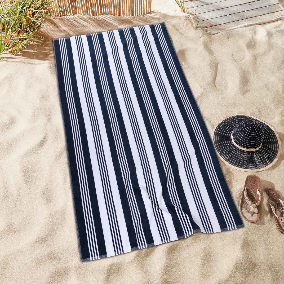 Maui Striped Oversized Cotton Beach Towel Set of 2 Piece