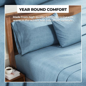 Superior Melange Flannel Cotton Two-Toned Fuzzy Pillowcases, Set of 2