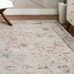 Swan Floral Scroll Non-Slip Washable Indoor Area Rug or Runner Rug