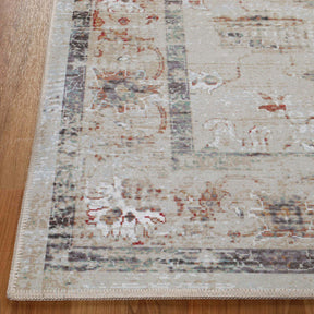 Swan Floral Scroll Non-Slip Washable Indoor Area Rug or Runner Rug