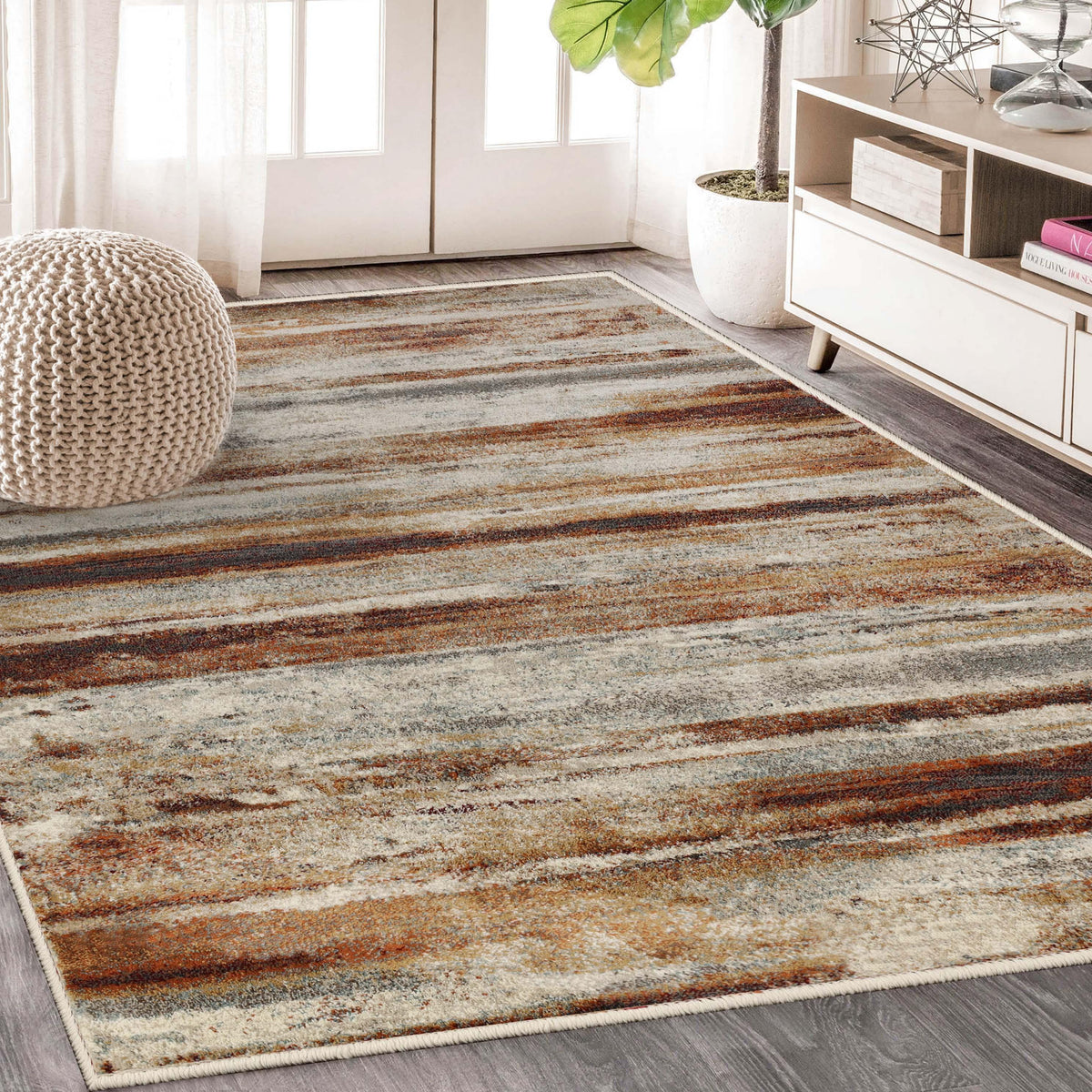 Taia Abstract Striped Indoor Area Rugs or Runner Rug
