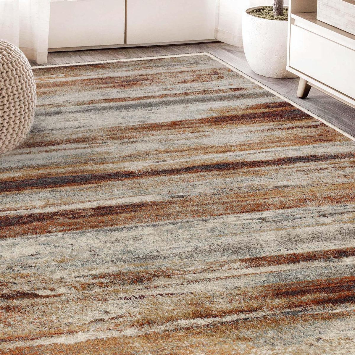Taia Abstract Striped Indoor Area Rugs or Runner Rug