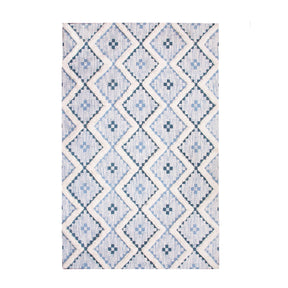 Taluah Cotton Wool Blend Geometric Indoor Area Rug Or Door Mat