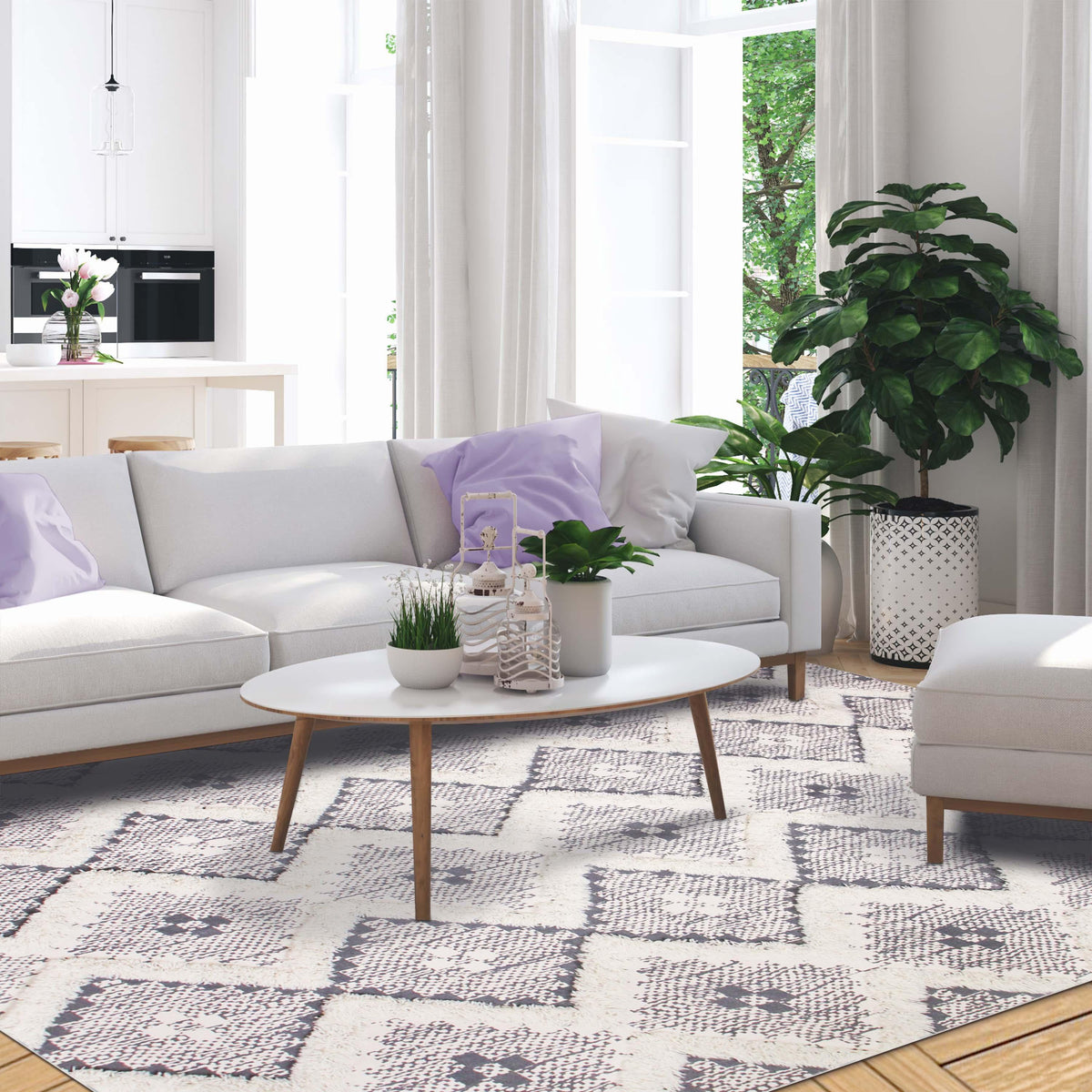 Taluah Cotton Wool Blend Geometric Indoor Area Rug Or Door Mat