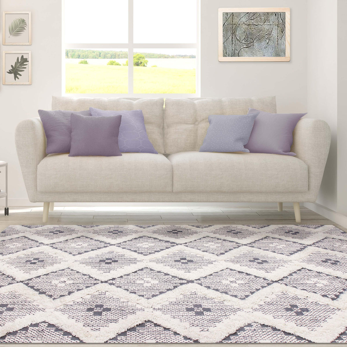 Taluah Cotton Wool Blend Geometric Indoor Area Rug Or Door Mat