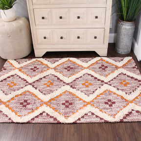 Taluah Cotton Wool Blend Geometric Indoor Area Rug Or Door Mat