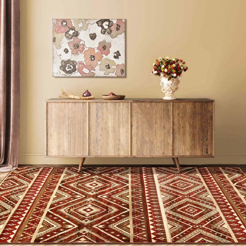 Tampa Southwestern Rustic Medallion Indoor Area Rug or Runner Rug