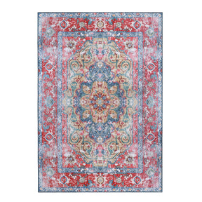 Tanager Rustic Medallion Non-Slip Washable Indoor Area Rug